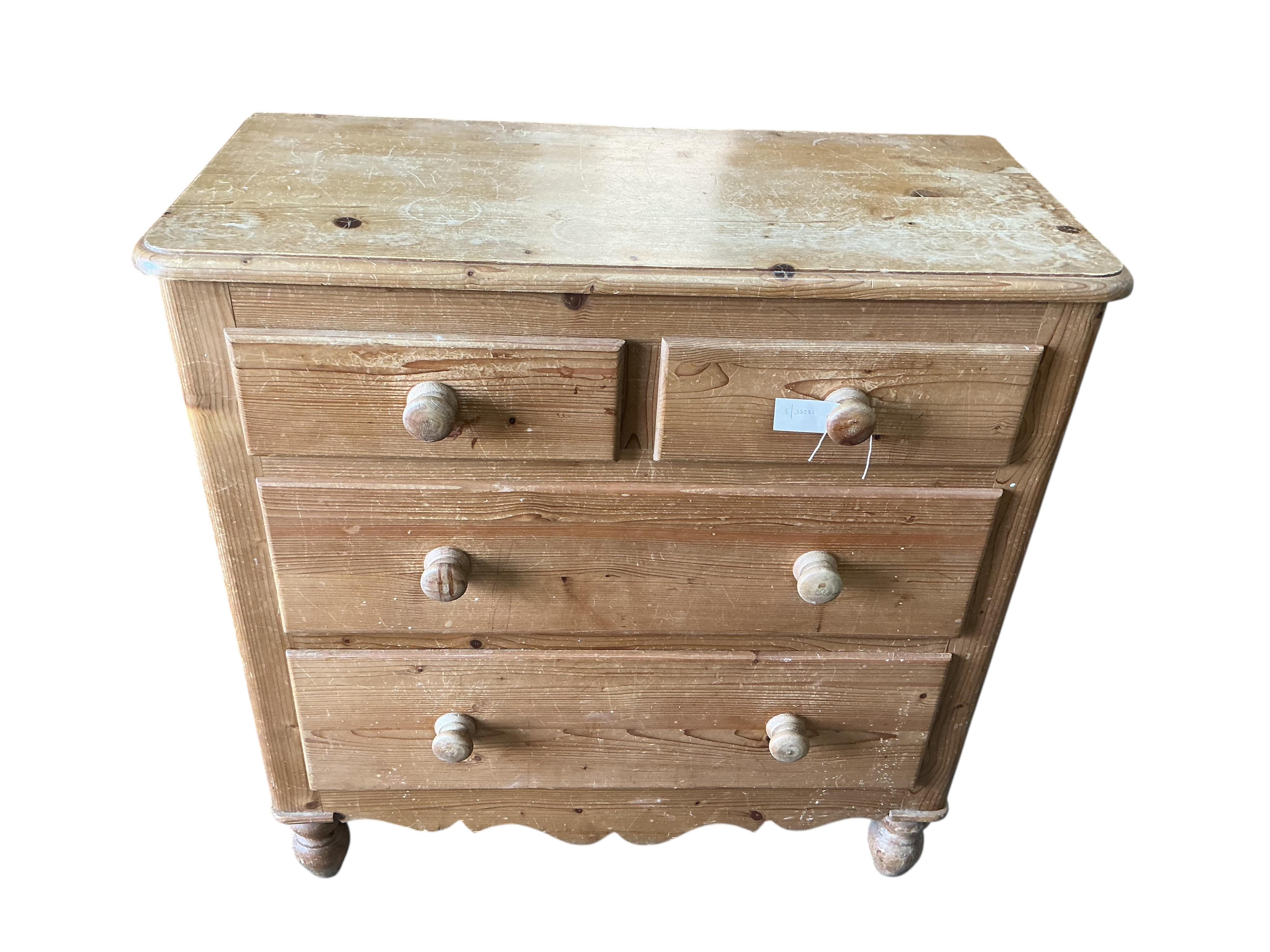 A Victorian style pine chest, width 102cm, depth 47cm, height 104cm